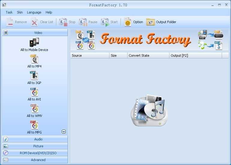 Просмотр прогресса конвертации в программе Format Factory