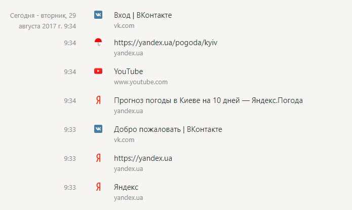 Открыть историю в Яндексе
