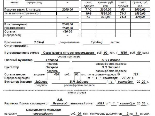 Авансовый отчет в 1с 8.3 образец заполнения