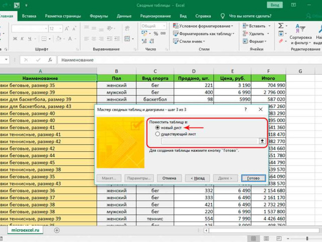 Создание и использование сводной таблицы в Excel