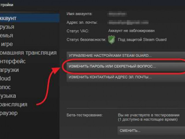 Как поменять пароль в Steam