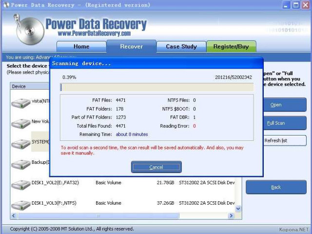 Восстановление данных с помощью Power Data Recovery