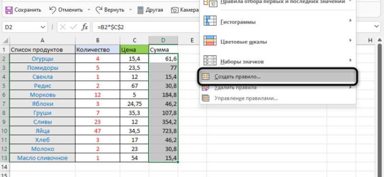 Условное форматирование в Excel - основные принципы и применение