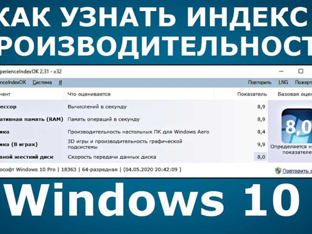 Оценка производительности Windows 10