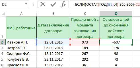 Определение разницы в днях