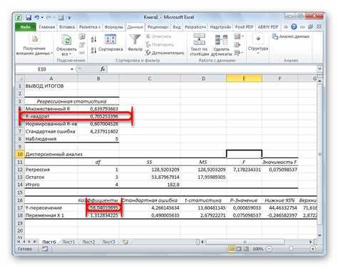 Использование Excel в регрессионном анализе