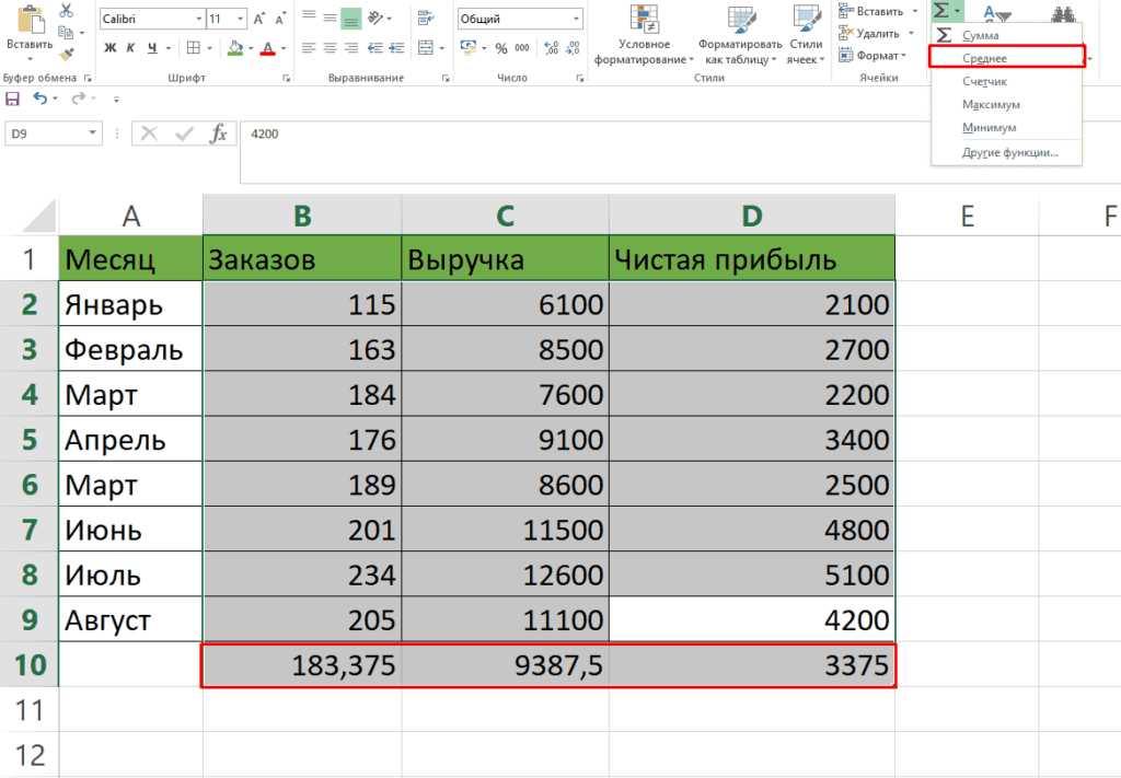 С использованием автосуммирования